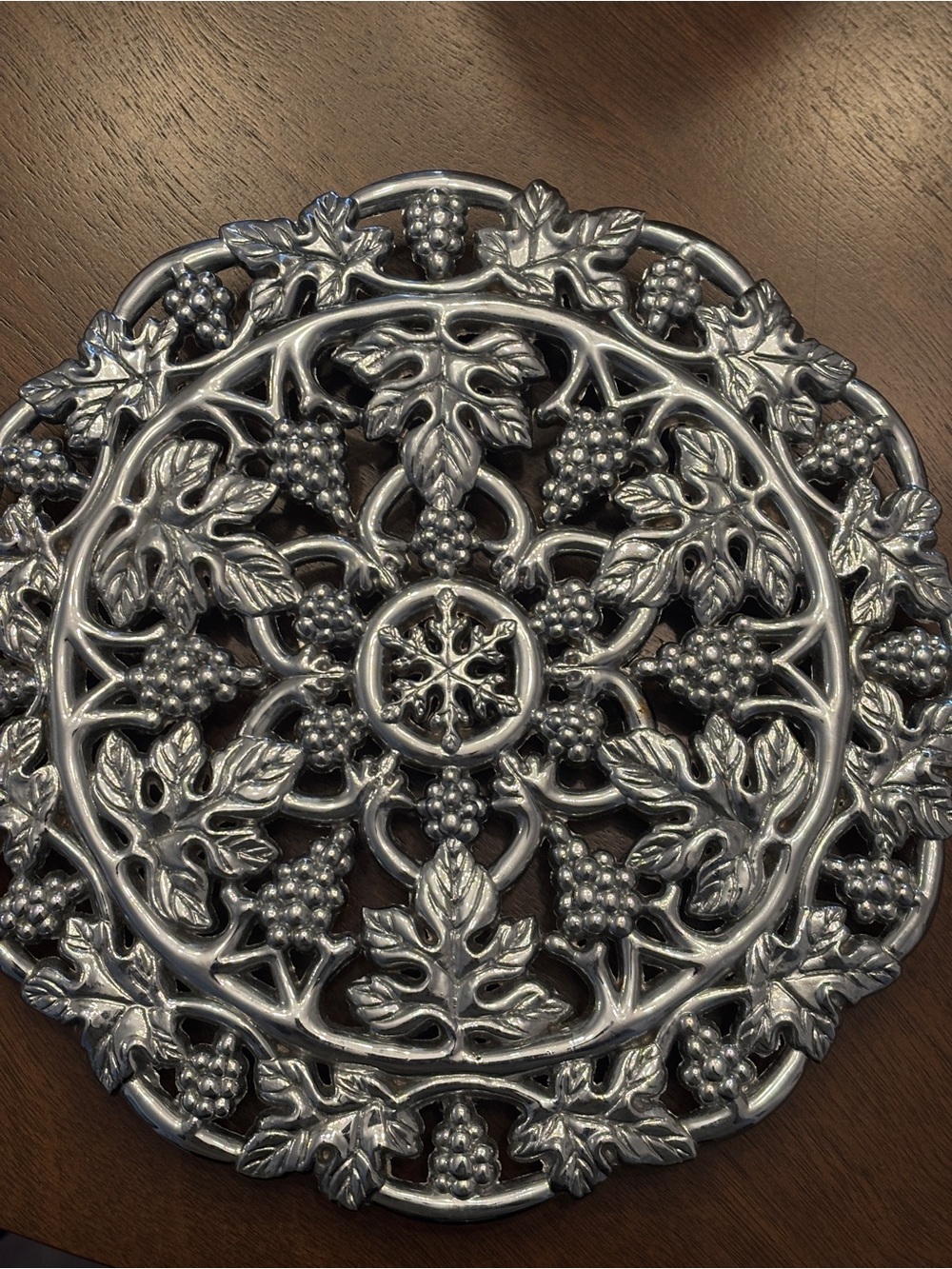 Godinger Vintage Silver Plated Trivet - Leaf & Grape Design